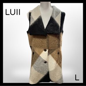 EUC LUII WOOL LONG VEST WITH POCKETS SZ LARGE